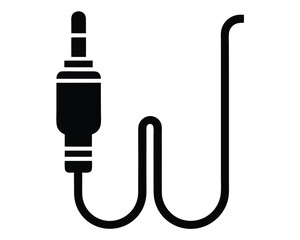 A black audio jack cable is isolated on white background Ai Generated