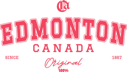 Retro typography college varsity Edmonton slogan with Grunge effect for jersey, t-shirt, or wall art design - Vector
