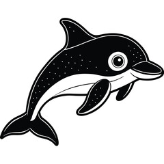 Obraz premium Cartoon dolphin isolated on white background, a marine mammal icon