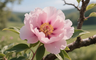 Obraz premium bee on pink blossom