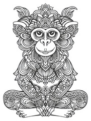 Obraz premium PNG Monkey illustrated wildlife drawing.