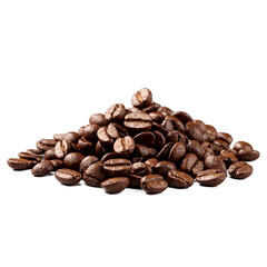 Aromatic Pile of Roasted Coffee Beans Isolated on White Background, Studio Shot