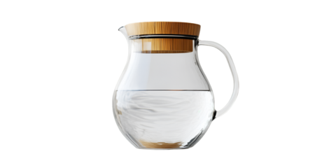 Filtered Water Jug with Bamboo Lid Eco-Friendly Design transparent background