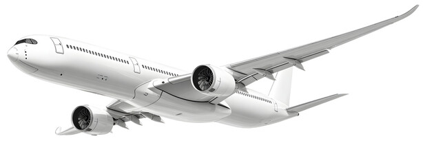 Flying airplane isolated on transparent white background 