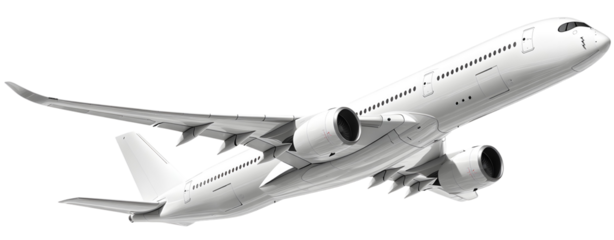 Flying airplane isolated on transparent white background 