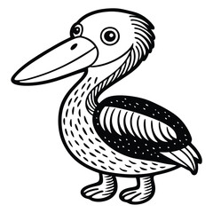 Obraz premium Cartoon pelican isolated on white background