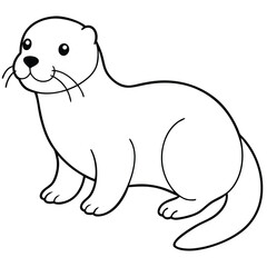 Fototapeta premium Cartoon seal isolated on white background, cute marine animal