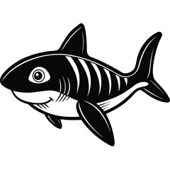 Obraz premium Cartoon shark isolated on white background, smiling and friendly