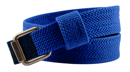 Blue martial arts belt isolated on white background. 