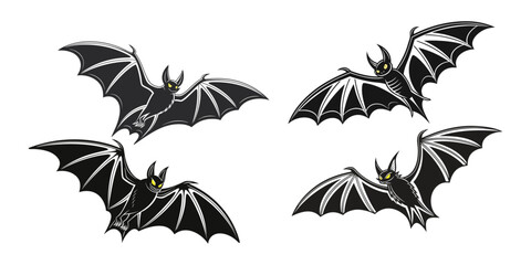 Stylized black bat silhouette with vibrant yellow cyan and magenta wing accents