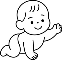 Baby – Black and White Vector Illustration