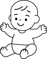 Baby – Black and White Vector Illustration