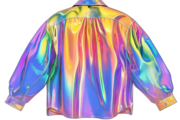 Rainbow colored jacket with a hoodie isolated on transparent background.