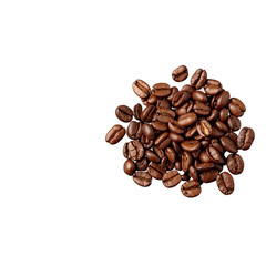 Naklejka premium Pile of Roasted Coffee Beans on a White Background, Ready for Grinding and Brewing.