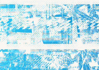 Glitch distorted geometric shape . Noise destroyed logo . Trendy cyber punk poster . Glitched frame .Grunge textured . Distressed effect .Vector shapes with a halftone dots screen print texture. 