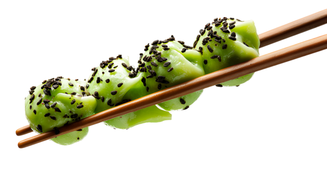 Traditional green dumpling momos food  from Nepal served with tomato chutney in plate isolated.