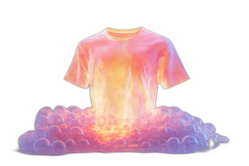 T-shirt with fire design, isolated on transparent background.