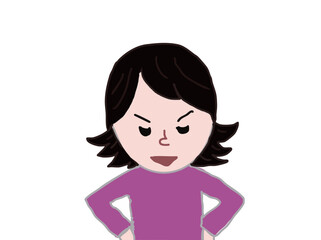 Illustration from the waist up of a woman posing in a haughty manner