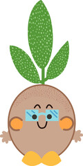 Cute Sprout Character with Happy Face
