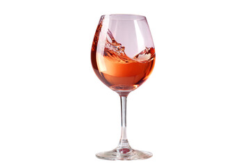 Rose wine in elegant glass isolated on transparent background
