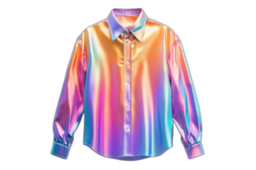 Rainbow-colored shirt with long sleeve isolated on transparent background.