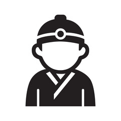 Boy in Hanbok icon with traditional Korean dress for cultural representation