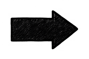 Black hand-drawn arrow pointing rightward, transparently overlaying surface, guiding viewer's attention or emphasizing key details within design layout