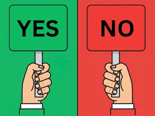 Yes and No signs in hand