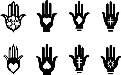 Obraz premium Collection of Ornamental Hamsa Hand and Mandala Designs vector bundle