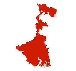 West Bengal State Map Illustration in Red Color, India