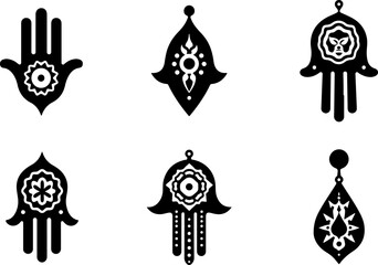 “Ornamental Tulip and Pomegranate Motif Vector Icons”
