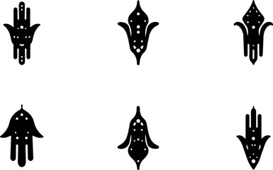 “Ornamental Tulip and Pomegranate Motif Vector Icons”
