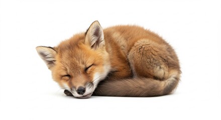 Fototapeta premium 愛らしい狐の子 穏やかで柔らかな光に包まれて眠る. AI Generated