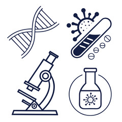 Obraz premium Scientific research and medical laboratory icons isolated on white background