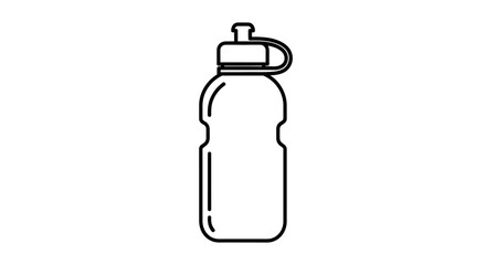 Simple black and white outline of a water bottle, ready for use.