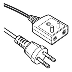 Electrical plug and socket isolated on white background in vector illustration