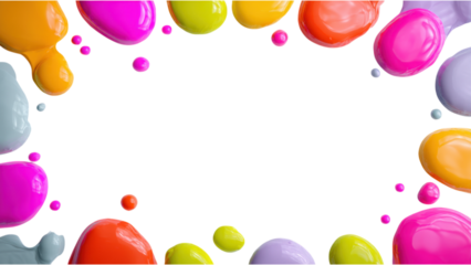 Vibrant Neon Acrylic Paint Droplets in Colorful Arrangement on Black