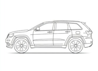 Outline drawing of a SUV (1)