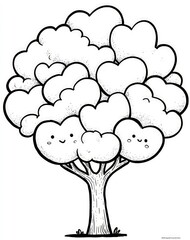 Cute tree with heart-shaped leaves