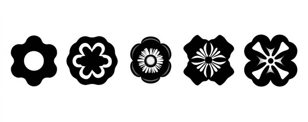 Black and white stylized flower designs