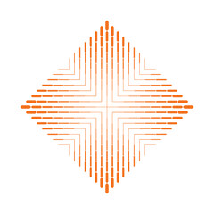 Geometric Diamond Shape, Orange Stripes Pattern, Isolated Design Element, Vector Illustration