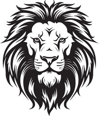 Vector art of a fierce lion head with a majestic mane isolated on white background