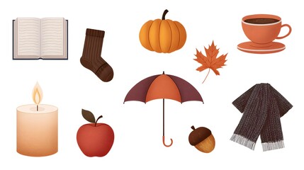 Witch elements isolated Halloween collection watercolor painting.