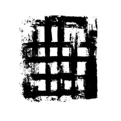 Naklejka premium Abstract black and white grunge square pattern created with thick brush strokes forming a grid like design