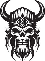 Vector art of viking skull with horned helmet isolated on white background