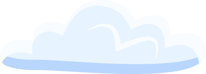 Cute cartoon vector cloud in soft blue and white tones, ideal for weather icons, sky backgrounds, children’s designs, or digital patterns.