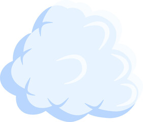 Cute cartoon vector cloud in soft blue and white tones, ideal for weather icons, sky backgrounds, children’s designs, or digital patterns.