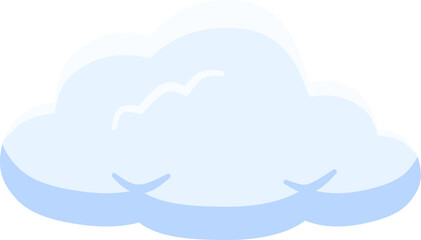 Cute cartoon vector cloud in soft blue and white tones, ideal for weather icons, sky backgrounds, children’s designs, or digital patterns.