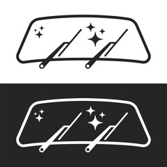 Clean & clear car vehicle windscreen with wipers icon vector illustration