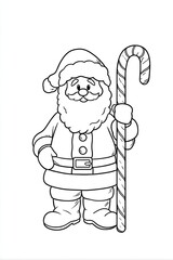 Outline drawing of Santa Claus with gift sack for holiday coloring activities